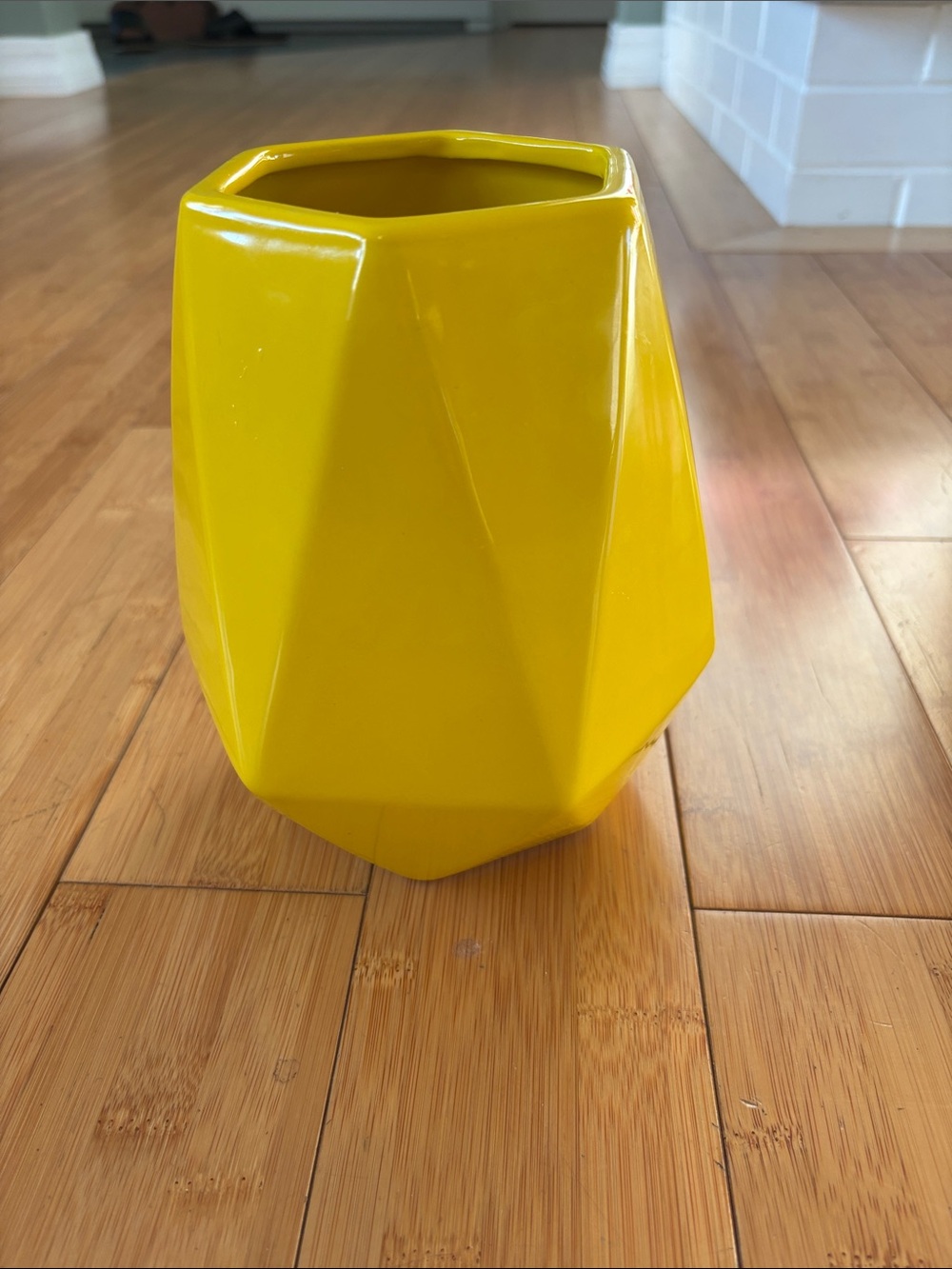 Geometric Gloss Yellow Ceramic Vase
